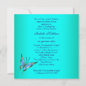 Invitation Quinceanera, papillon bleu turquoise 15e anniversa (Dos)