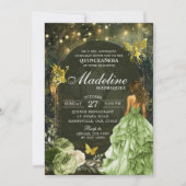 Invitation Quinceanera, papillon de la forêt enchantée (Devant)