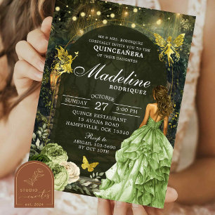 Invitation Quinceanera, papillon de la forêt enchantée