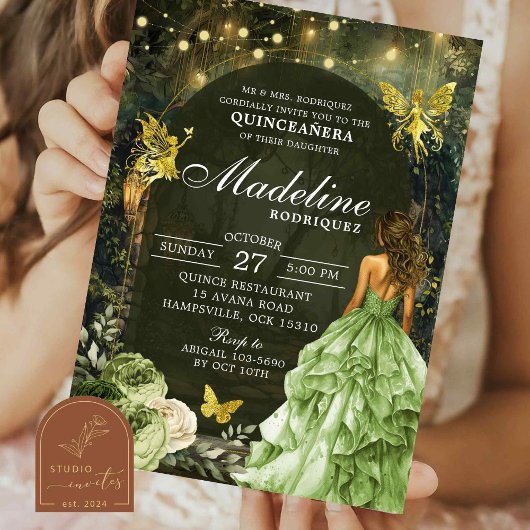 Invitation Quinceanera, papillon de la forêt enchantée