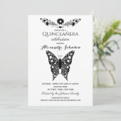 Invitation Quinceanera papillon noir et blanc 15e anniversair (Debout devant)