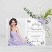 Invitation Quinceañera Papillons Floraux Violets 16 Merci (Debout devant)