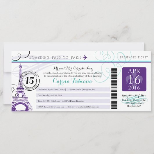 Invitation Quinceanera | Paris (Devant)