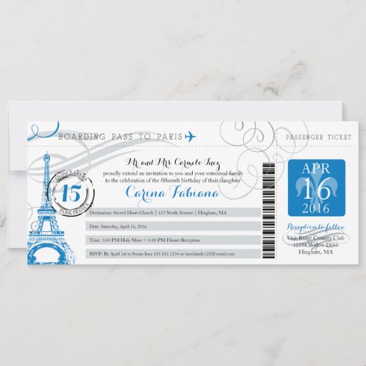 Invitation Quinceanera | Paris (Devant)