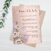 Invitation Quinceanera Paris or rose Tour Eiffel