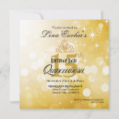 Invitation Quinceanera Parties scintillant Ball Gown | doré (Dos)