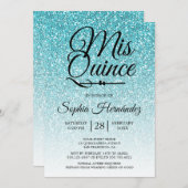Invitation Quinceañera Parties scintillant bleue 15ème annive (Devant / Derrière)