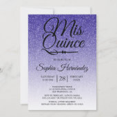 Invitation Quinceañera Parties scintillant Bleue Royale 15e a (Devant)