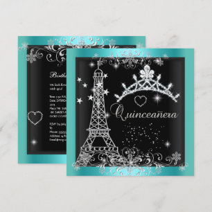 Invitation Quinceanera Parties scintillant bleue Turquoise To
