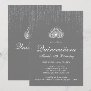 Invitation Quinceanera, Parties scintillant d'argent