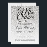 Invitation Quinceañera Parties scintillant d'argent 15e anniv<br><div class="desc">Une parties scintillant argentée moderne et glamour ombre design Quinceañera 15 anniversaire invitation présente le texte "Mis Quince" en noir chic manuscrit calligraphie. Parfait invitation à la fête du 15ème anniversaire pour une Quinceañera glamour, parfait pour elle, la fashionista qui aime motif moderne, étincelant, luxe et glamour. Conçu exclusivement pour...</div>