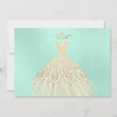 Invitation Quinceañera, Parties scintillant Gown, Faux Gold+M (Dos)