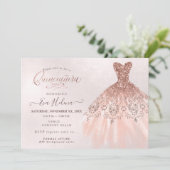 Invitation Quinceañera, Parties scintillant Gown, Faux Rose G (Debout devant)