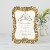 Invitation Quinceanera Parties scintillant or blanc Pearl Tia (Debout devant)