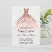 Invitation Quinceanera Parties scintillant robe Diamond Invit (Debout devant)