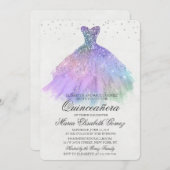 Invitation Quinceanera Parties scintillant robe Diamond Invit (Devant / Derrière)