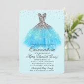 Invitation Quinceanera Parties scintillant robe Diamond Invit (Debout devant)