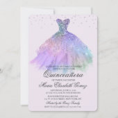 Invitation Quinceanera Parties scintillant robe Diamond Invit (Devant)