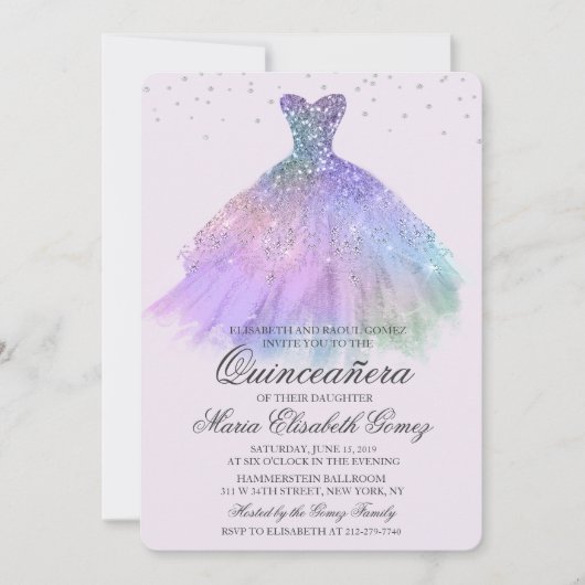 Invitation Quinceanera Parties scintillant robe Diamond Invit