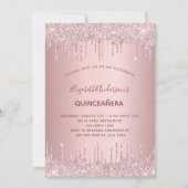 Invitation Quinceanera parties scintillant rose poussiéreuse  (Devant)