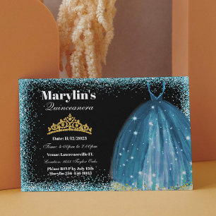 Invitation Quinceañera Parties scintillant turquoise