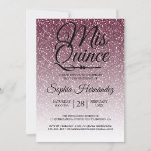 Invitation Quinceañera Parties scintillant violette 15e anniv