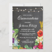 Invitation Quinceanera Party Aloha Lumières tropicales Invita (Devant)
