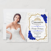 Invitation Quinceanera Party avec photo - Bleu Or Blanc (Devant)