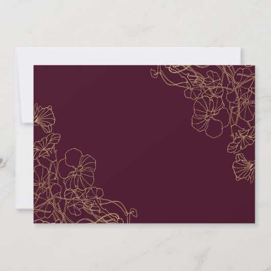 Invitation Quinceanera Party Avec Photo Burgundy Gold Floral (Dos)