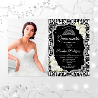 Quinceanera Party avec photo - Noir Argent Blanc