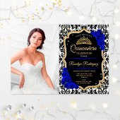 Invitation Quinceanera Party avec photo - Royal Blue Gold