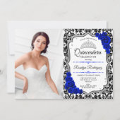 Invitation Quinceanera Party avec photo - Royal Blue Silver (Devant)