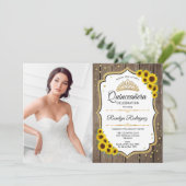 Invitation Quinceanera Party avec photo - Sunflowers Rustic (Debout devant)