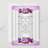 Invitation Quinceanera Party Blanc violet rose roses dentelle (Dos)