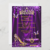 Invitation Quinceanera party Purple Tiara High heel gold (Dos)