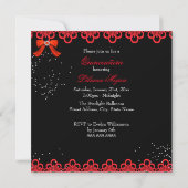 Invitation Quinceanera Party Red Lace Jewel Bow 2 (Dos)