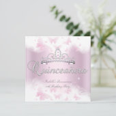 Invitation Quinceanera Party rose blanc papillon Tiara (Debout devant)