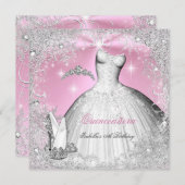 Invitation Quinceanera Party rose Silver Hiver flocons (Devant / Derrière)