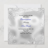 Invitation Quinceanera Party Royal Blue Silver Snowflakes S (Dos)