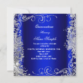 Invitation Quinceanera Party Royal Blue Silver Tiara (Dos)
