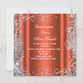 Invitation Quinceanera Party Rusty Orange Silver Tiara (Dos)
