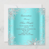 Invitation Quinceanera Party Turquoise Blue Silver Snowflakes (Dos)