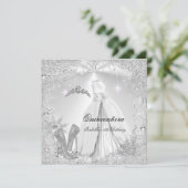 Invitation Quinceanera Party White Silver Winter Snowflakes 2 (Debout devant)