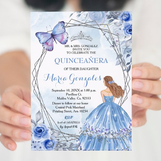 Invitation Quinceanera Pastel Fleurs 16e anniversaire