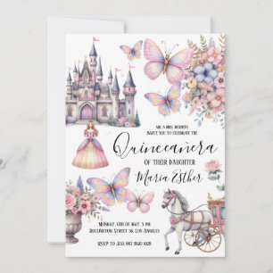 Invitation Quinceañera pastel violet rose rose Anniversaire I