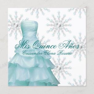 Invitation Quinceanera Paysage hivernal bleu sarcelle