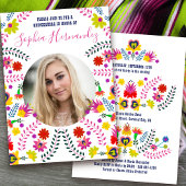 Invitation Quinceanera Photo Fête mexicaine Blanc