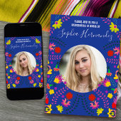 Invitation Quinceanera Photo Fête mexicaine Bleu