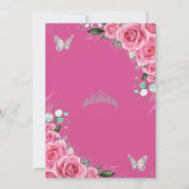 Invitation Quinceañera Pink Fuchsia Floral Papillons en argen (Dos)