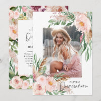 Quinceañera Pink girly floral photo anniversaire